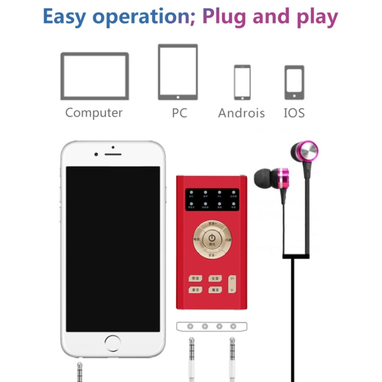 RK-C19 Live Broadcast Audio Headset Microphone Webcast Entertainment Streamer Sound Card for Phone, Computer PC