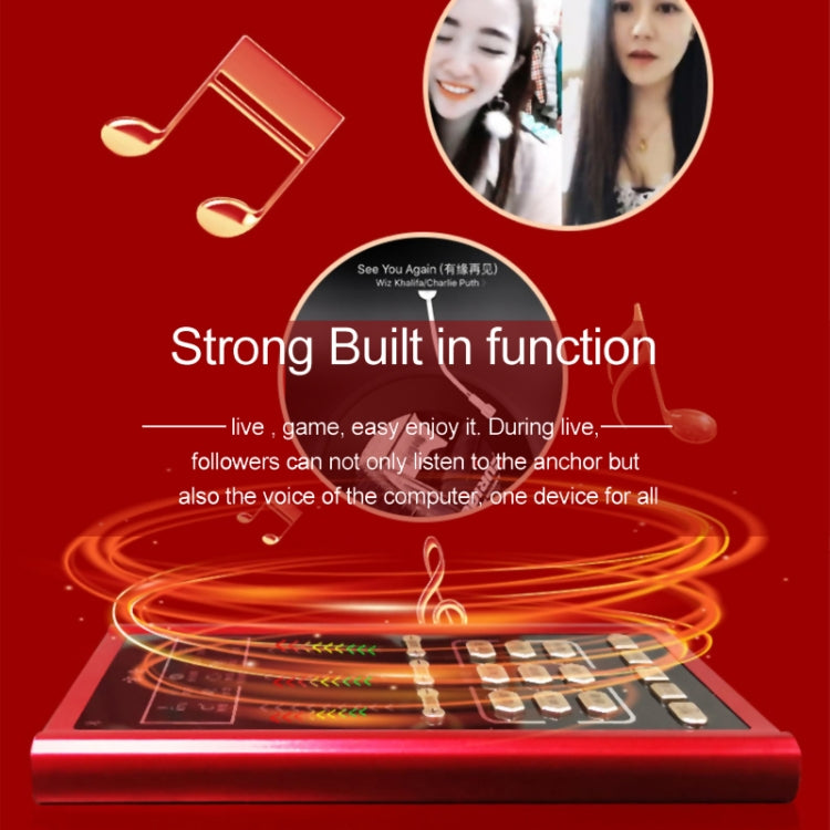RK-C20 Bluetooth Live Broadcast Audio Headset Microphone Webcast Entertainment Streamer Sound Card for Phone, Computer PC (Red)