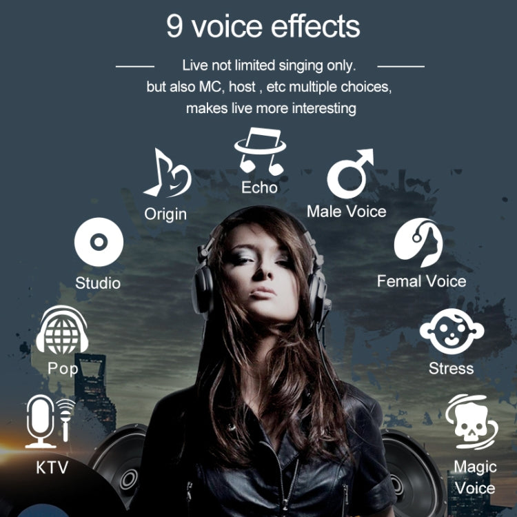 RK-C20 Bluetooth Live Broadcast Audio Headset Microphone Webcast Entertainment Streamer Sound Card for Phone, Computer PC (Red)