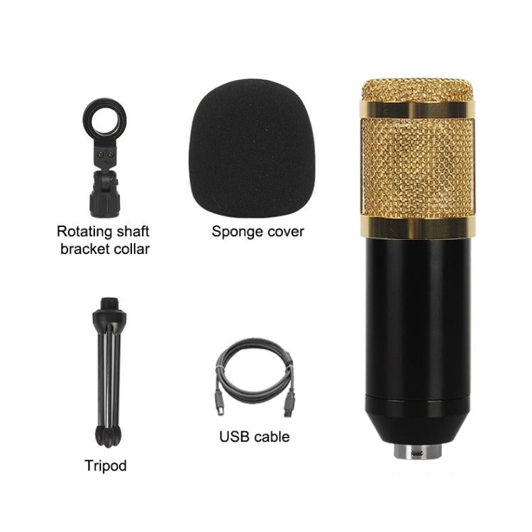BM-828 Back-pole Diaphragm USB Condenser Microphone Set (Gold)