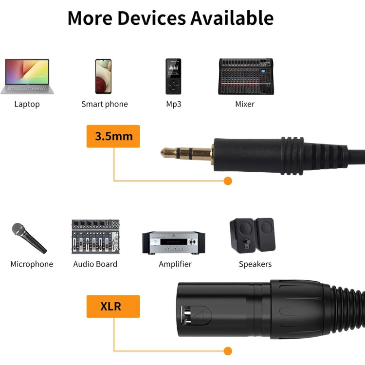 351930 3.5mm Male to XLR Male Microphone Audio Cord, Length: 3m