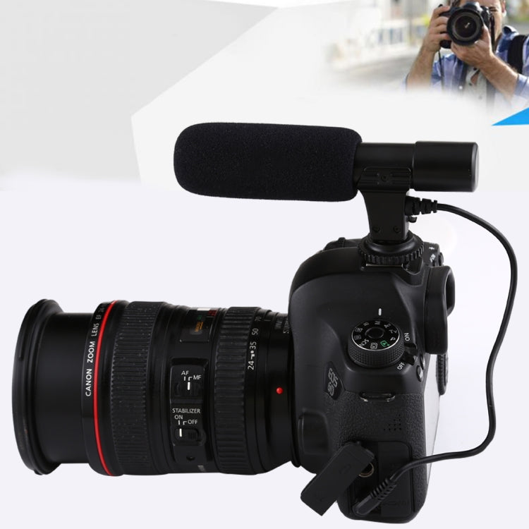 MIC-03 30-18000Hz Rate Sound Clear Stereo Microphone for DSLR / Video Camera / DV / Computer / Projector / Recorder, Cable Length: 28cm