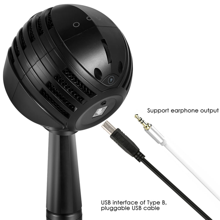 Yanmai GM-888 360 Degree Rotation Wired USB Microphone Mic with Tripod, Compatible with PC / Mac for Live Broadcast, Show, KTV, etc.(Black)