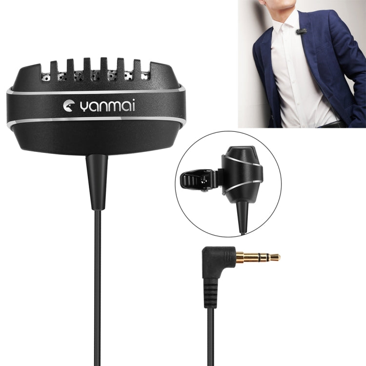 Yanmai R999 Recording Clip-on Lapel Mic Lavalier Omni-directional Dual Condenser Microphone, Compatible with PC/iPad/Android and other Smartphones, for Live Broadcast, Show, KTV, etc (Black)