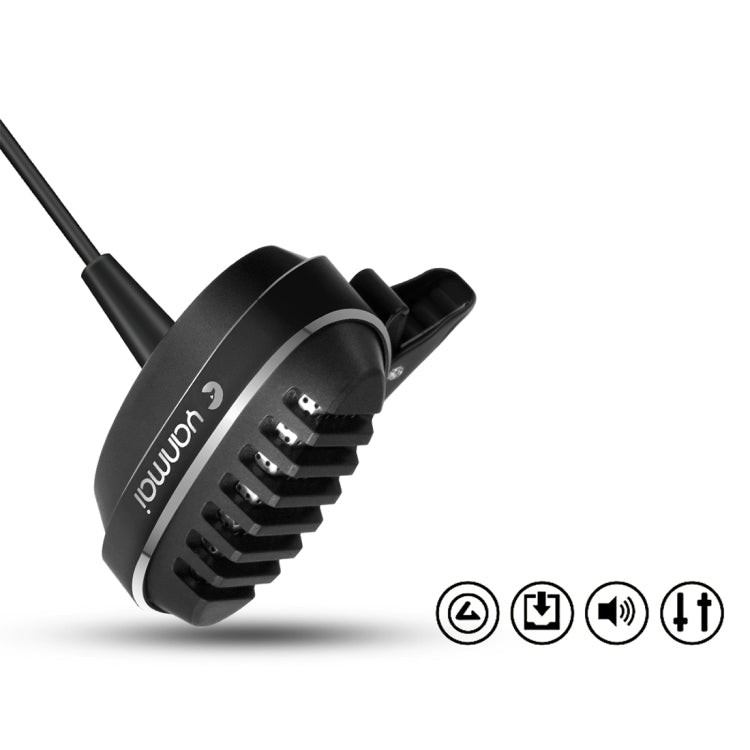 Yanmai R999 Recording Clip-on Lapel Mic Lavalier Omni-directional Dual Condenser Microphone, Compatible with PC/iPad/Android and other Smartphones, for Live Broadcast, Show, KTV, etc (Black)