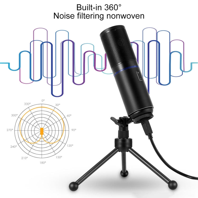 Yanmai Q9 Professional Condenser Sound Recording Microphone with Tripod Holder & USB Cable , Cable Length: 1.8m