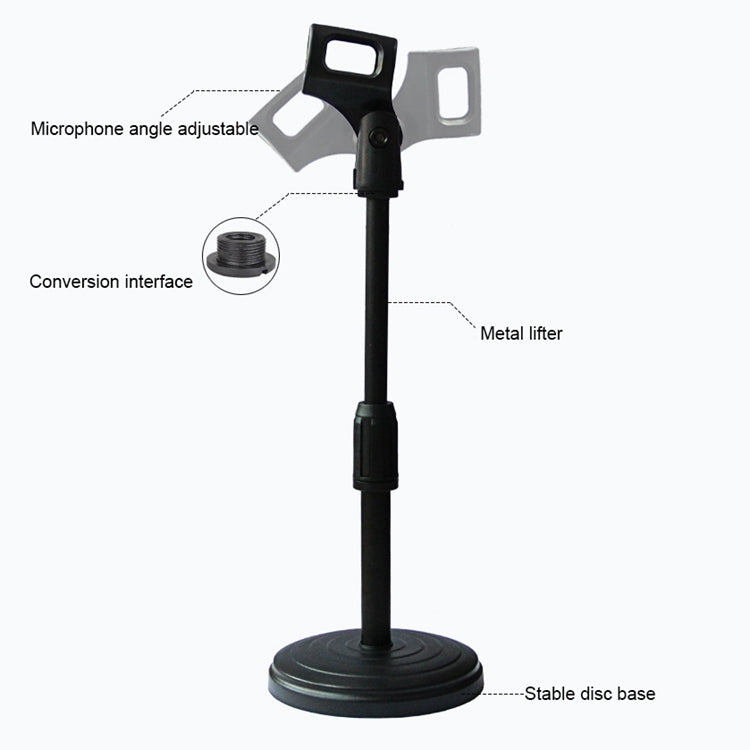Z01 Desktop Extendable Round Base Microphone Stand Holder Mic Boom Clip, For Studio Recording, Live Broadcast, Live Show, KTV, etc.