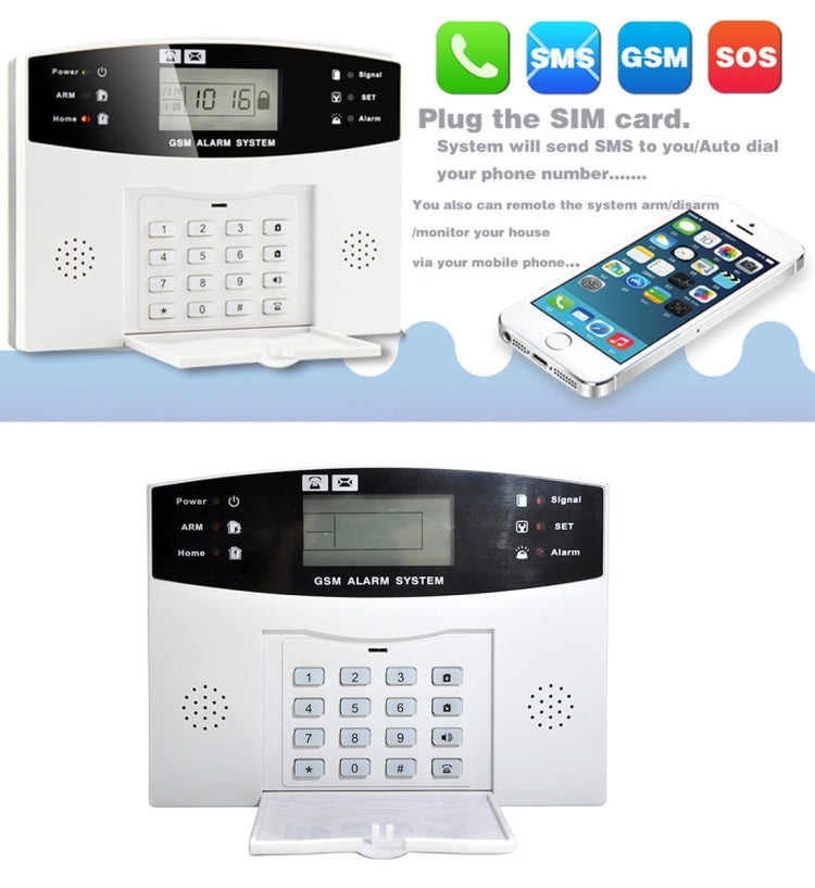 YA-500-GSM 6 in 1 Kit Wireless 315MHz GSM SMS Security Home House Burglar Alarm System with LCD Screen