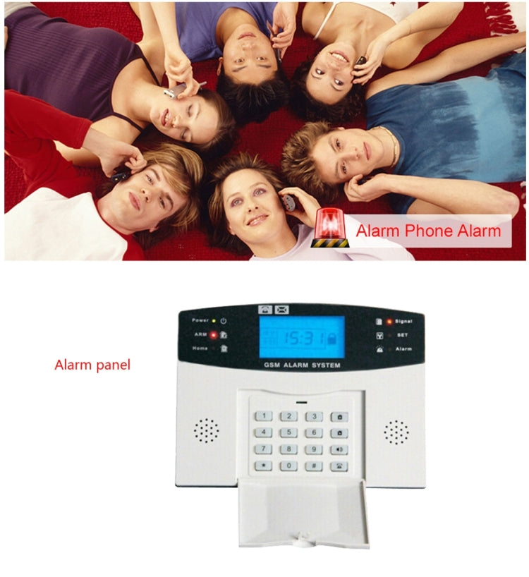 YA-500-GSM 6 in 1 Kit Wireless 315MHz GSM SMS Security Home House Burglar Alarm System with LCD Screen