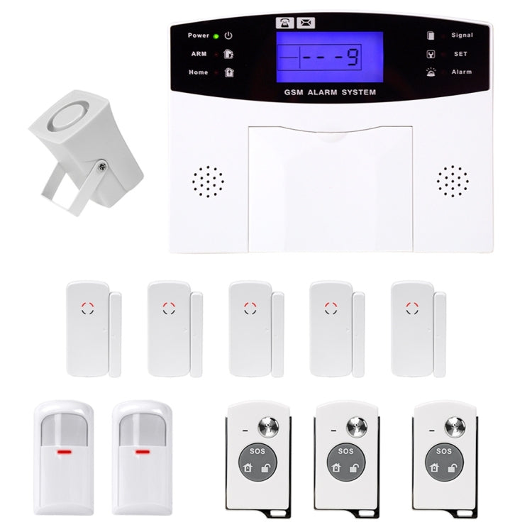 YA-500-GSM-21 12 in 1 Kit Wireless 315MHz GSM SMS Security Home House Burglar Alarm System with LCD Screen