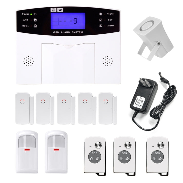 YA-500-GSM-21 12 in 1 Kit Wireless 315MHz GSM SMS Security Home House Burglar Alarm System with LCD Screen