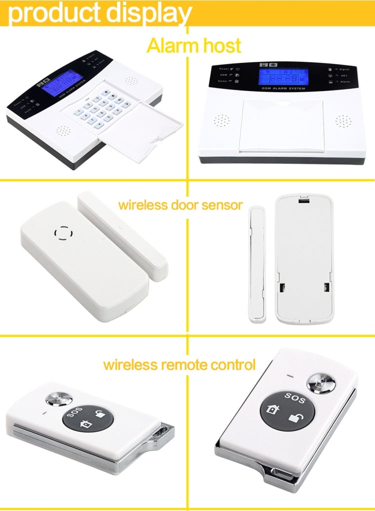 YA-500-GSM-24 16 in 1 Kit Wireless 315/433MHz GSM SMS Security Home House Burglar Alarm System with LCD Screen