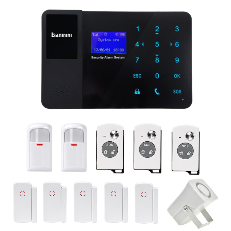 YA-800-GSM-21 12 in 1 Kit 315/433MHz Wireless GSM SMS Security Home House Burglar Alarm System with Touch LCD Screen