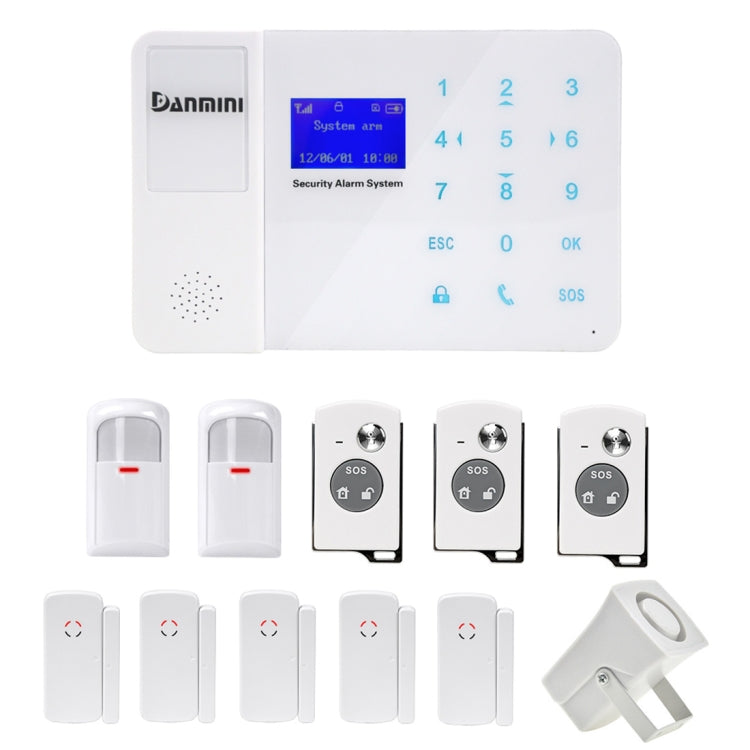 YA-800-GSM-21 12 in 1 Kit 315/433MHz Wireless GSM SMS Security Home House Burglar Alarm System with Touch LCD Screen