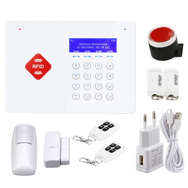 DY-G66B 8 in 1 Kit  433MHz Wireless GSM Intelligent Anti-Burglar Alarm System with RFID Function, LED Display((White)