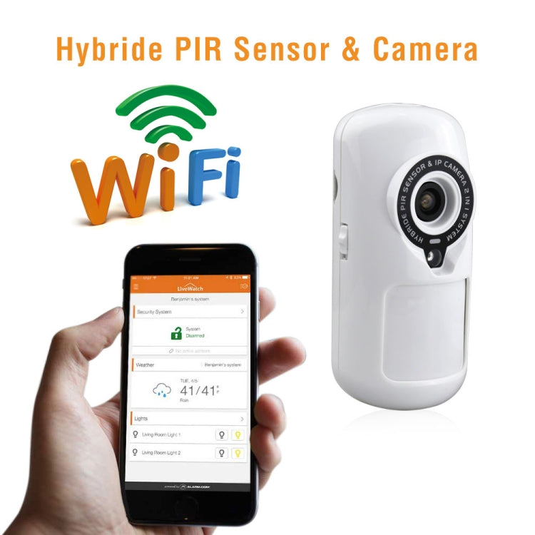 W2 WiFi 2 in 1 Hybrid PIR Sensor Detector + 1.0MP IP Camera(White)