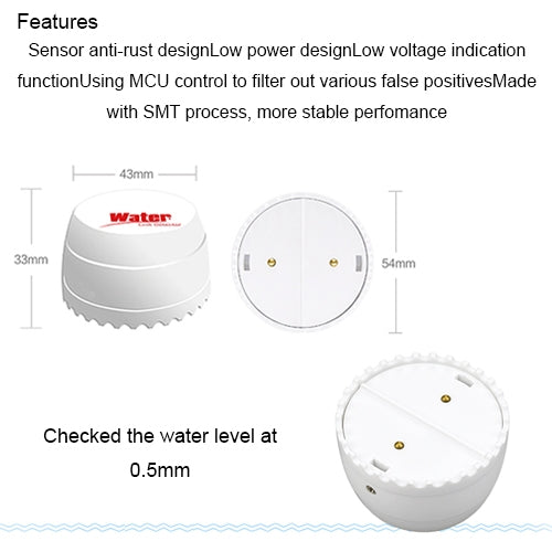DY-SQ100B Water Leakage Detector with Two Sensors(White)