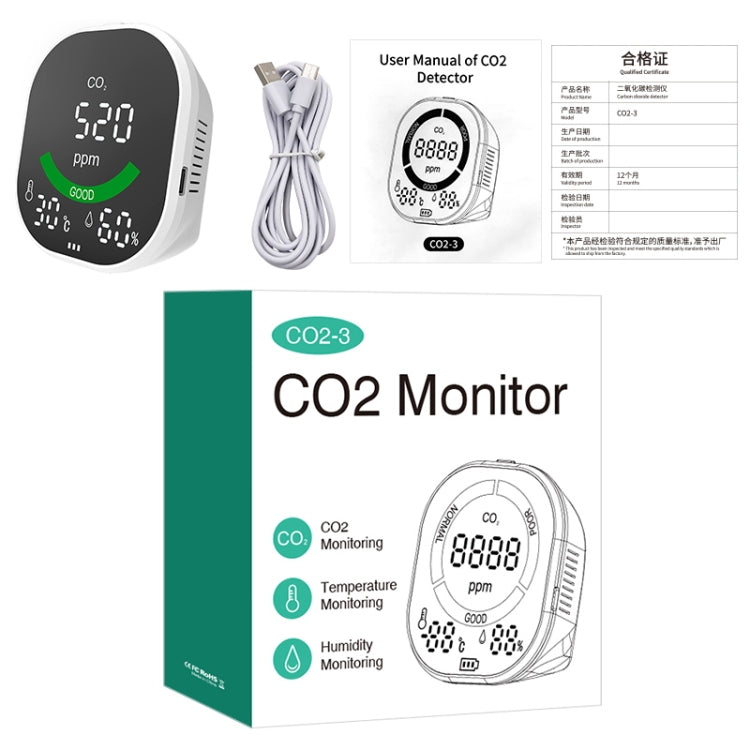 CO2-3 Carbon Dioxide Temperature Humidity Detector with LED Display
