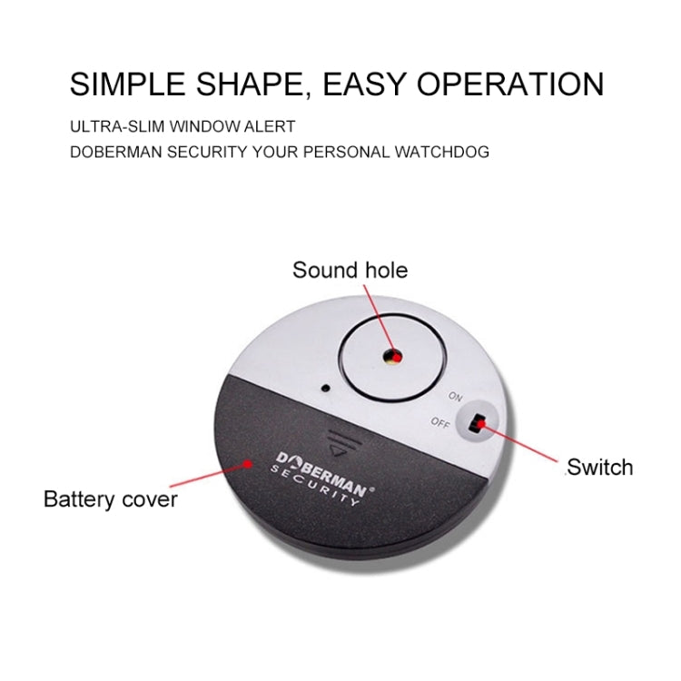DOBERMAN SE-0106 Ultra-slim Round Door / Window Alert Detect Vibration Sensor Alarm for Home Alarms Security