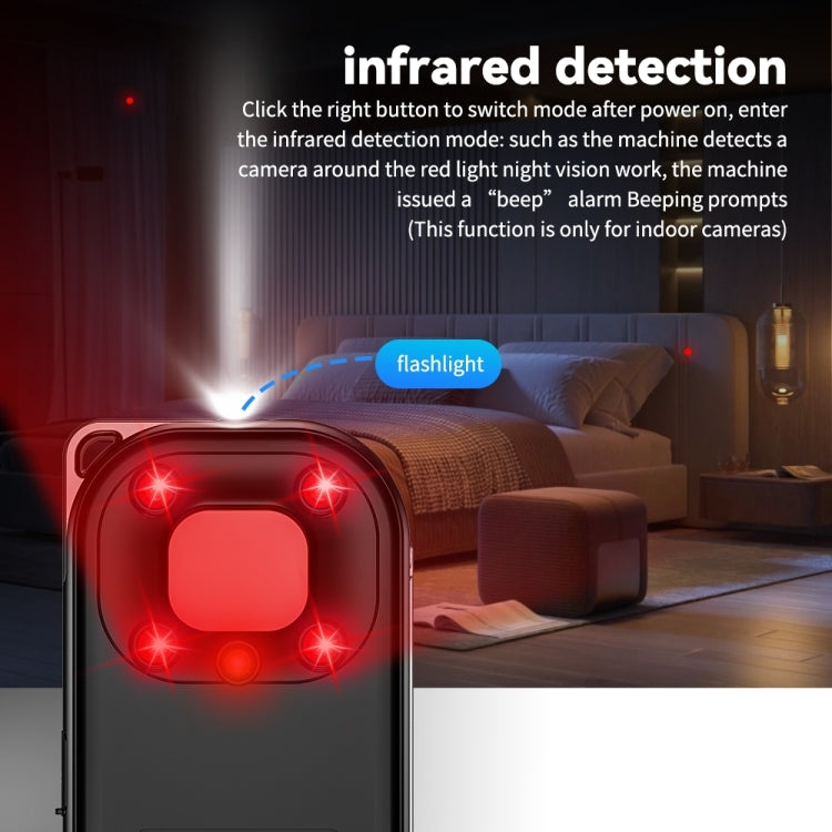 T03 Multi-function Camera Detector Scanner Anti-Peep Eavesdropping Anti-Monitoring Signal Detector  - Black