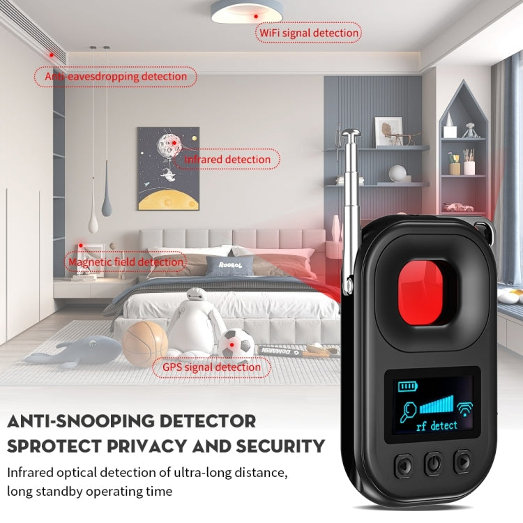 T03 Multi-function Camera Detector Scanner Anti-Peep Eavesdropping Anti-Monitoring Signal Detector  - Black