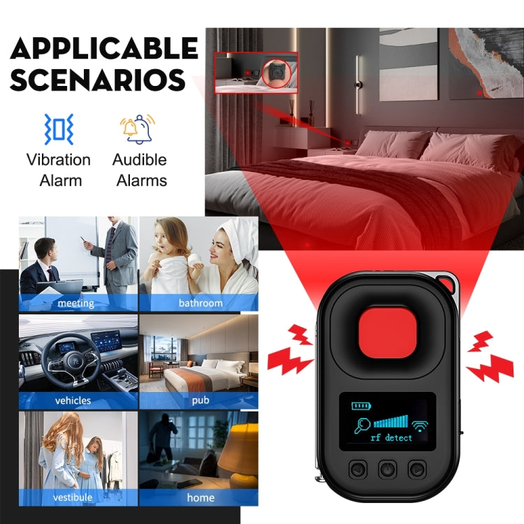 T03 Multi-function Camera Detector Scanner Anti-Peep Eavesdropping Anti-Monitoring Signal Detector  - Black