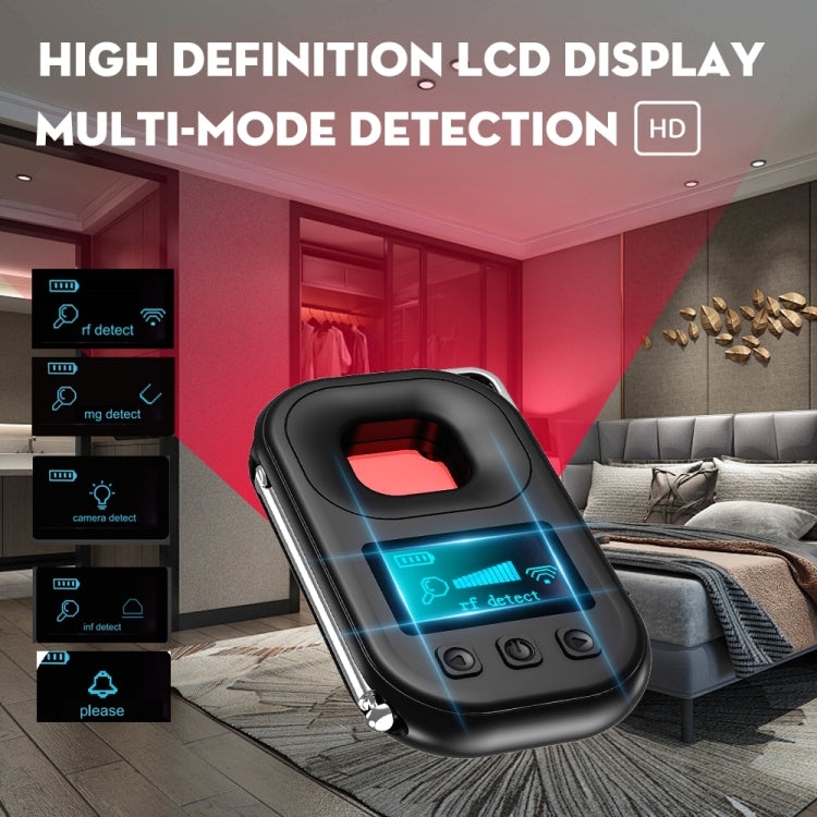 T03 Multi-function Camera Detector Scanner Anti-Peep Eavesdropping Anti-Monitoring Signal Detector  - Black