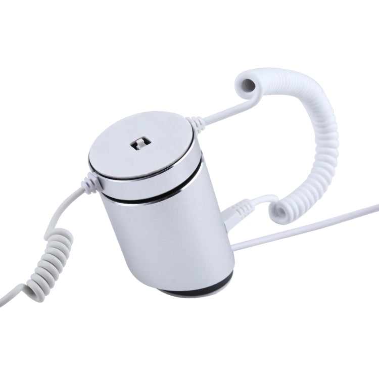 Aluminum Shell Cylindrical Display Stand Digital Magnetic Security System Burglar Alarm / Anti-theft Alarm Display Holder for Mobile Phones with Micro-USB Port
