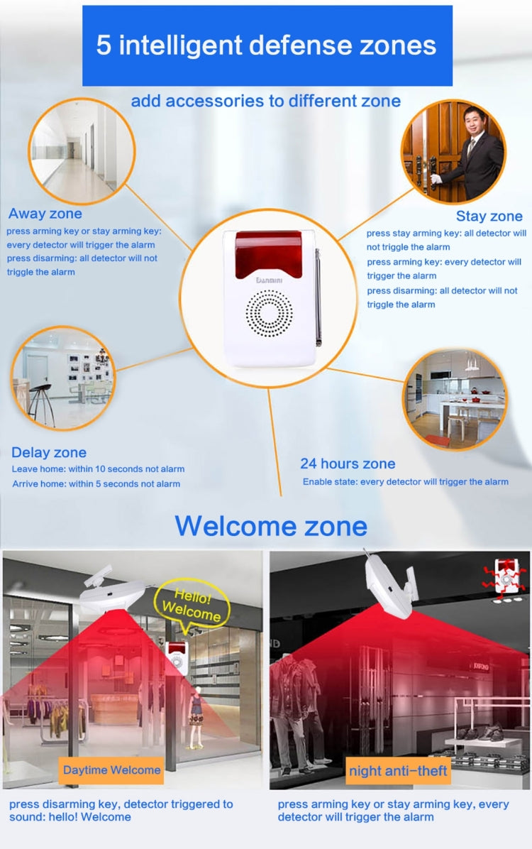 YA-302B-1 9 in 1 Kit Wireless Security Human Voice Prompt Site Alarm System