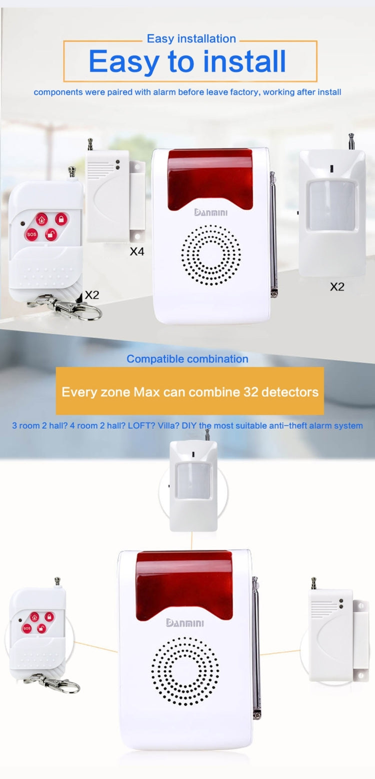 YA-302B-1 9 in 1 Kit Wireless Security Human Voice Prompt Site Alarm System
