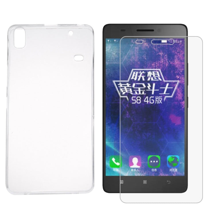 2 in 1 for Lenovo A7600-M (S-MPH-0840) / S8 Transparent Soft TPU Protective Case + Tempered Glass Screen Film