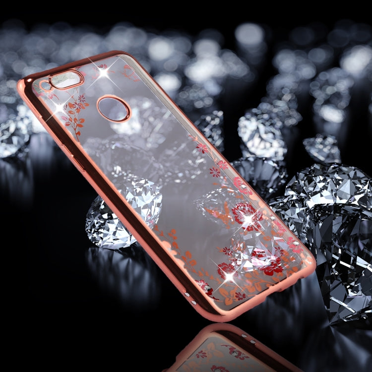 For Huawei  Honor Play 7X Flowers Pattern Diamond Encrusted Electroplating Soft TPU Protective Cover Case