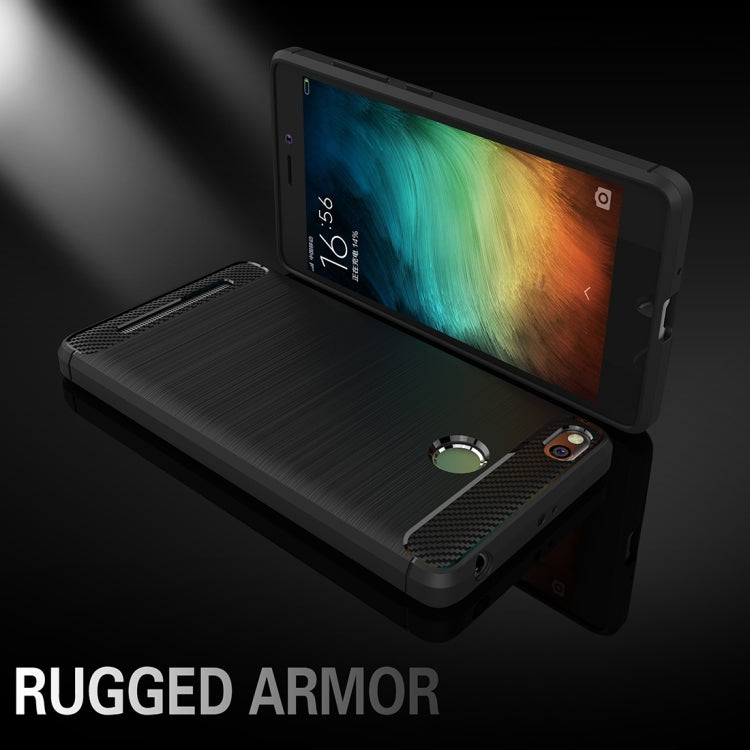 For Xiaomi  Redmi 3S Brushed Texture Carbon Fiber TPU Protective Case