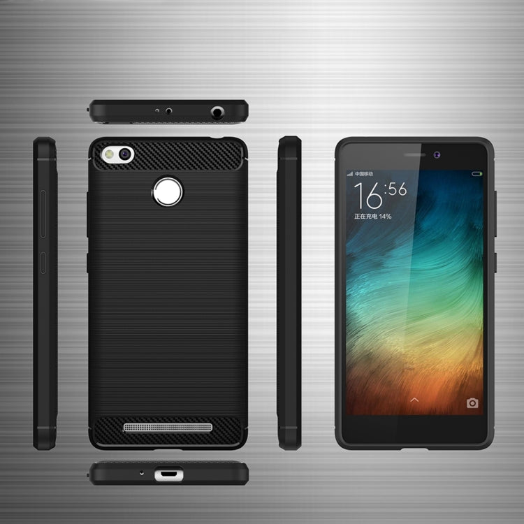 For Xiaomi  Redmi 3S Brushed Texture Carbon Fiber TPU Protective Case