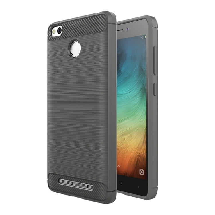 For Xiaomi  Redmi 3S Brushed Texture Carbon Fiber TPU Protective Case