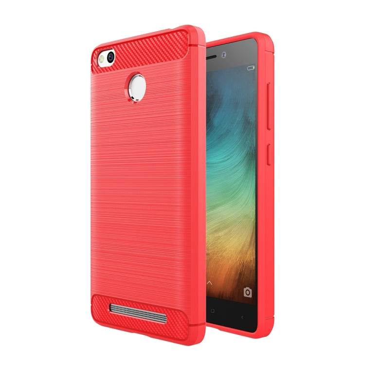 For Xiaomi  Redmi 3S Brushed Texture Carbon Fiber TPU Protective Case
