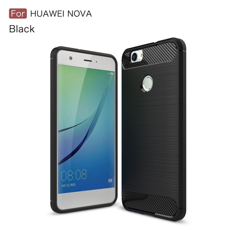 For Huawei nova Brushed Texture Carbon Fiber TPU Rugged Armor Protective Case