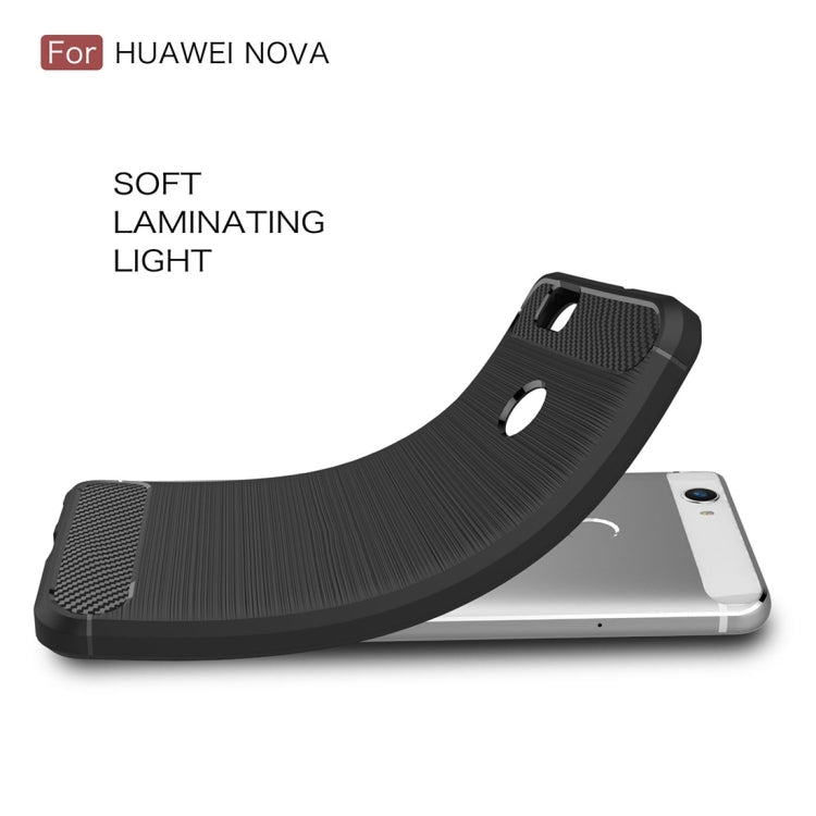 For Huawei nova Brushed Texture Carbon Fiber TPU Rugged Armor Protective Case