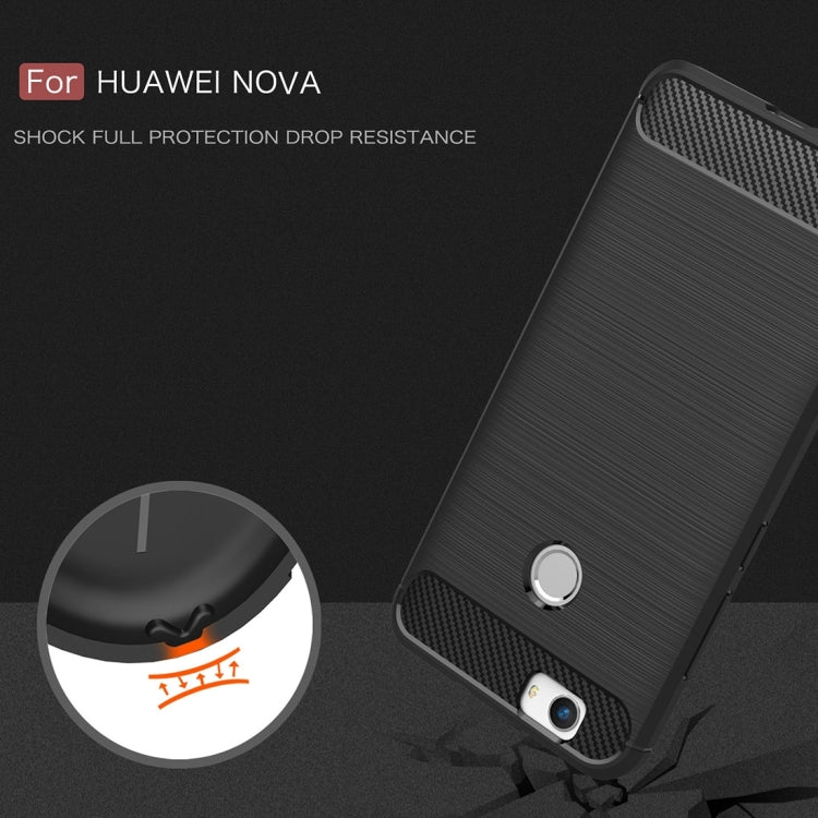 For Huawei nova Brushed Texture Carbon Fiber TPU Rugged Armor Protective Case