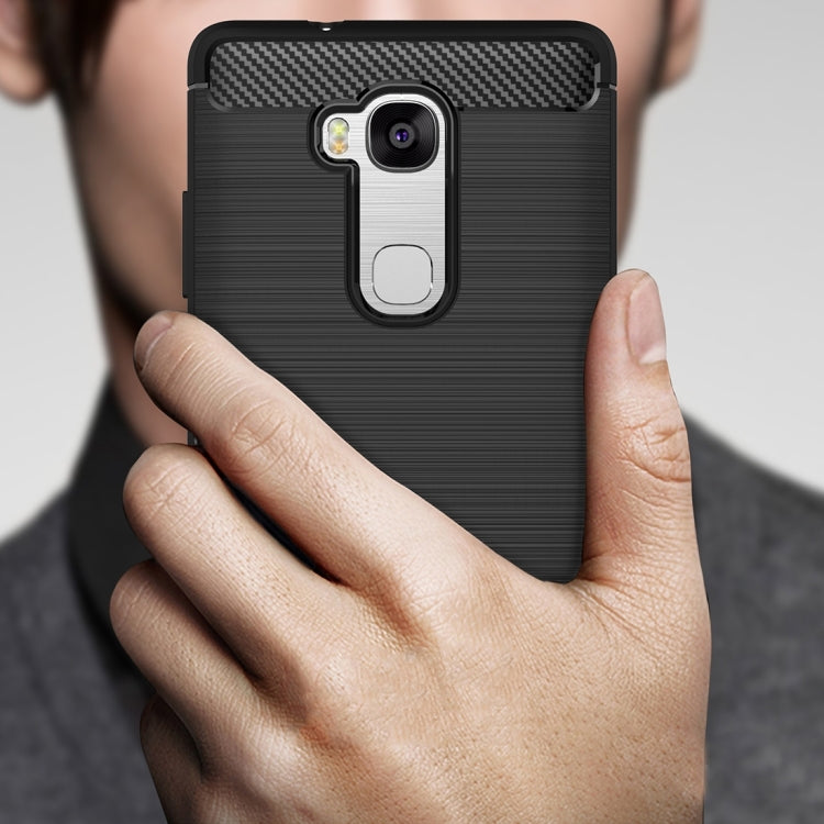 For Huawei  Honor 5X Brushed Texture Carbon Fiber TPU Protective Case