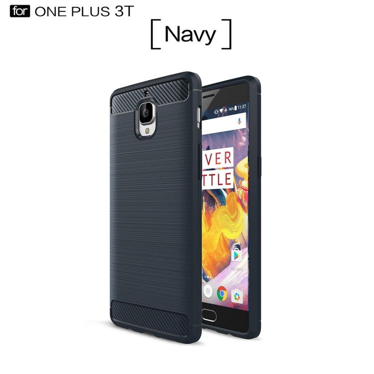 For OnePlus  3T Brushed Texture Carbon Fiber TPU Rugged Armor Protective Case
