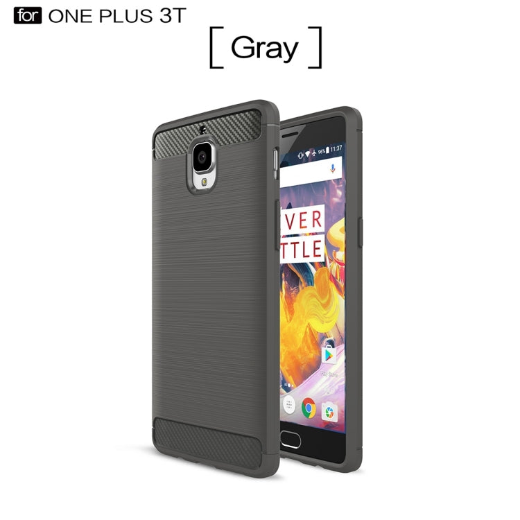 For OnePlus  3T Brushed Texture Carbon Fiber TPU Rugged Armor Protective Case