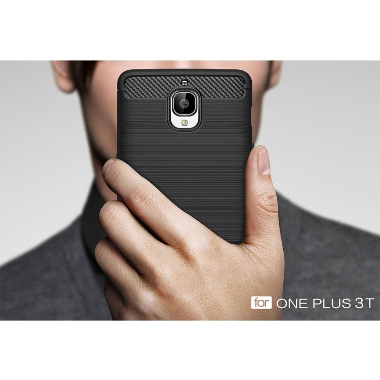 For OnePlus  3T Brushed Texture Carbon Fiber TPU Rugged Armor Protective Case
