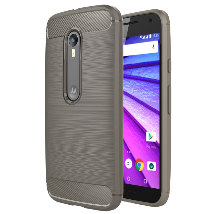 For Motorola Moto G (3rd Gen.) Brushed Texture Carbon Fiber TPU Protective Case