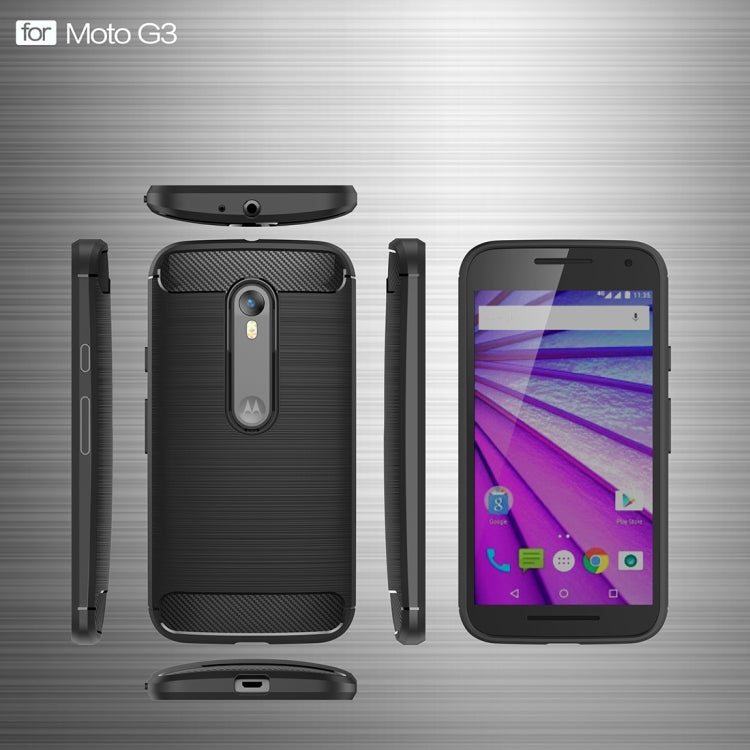 For Motorola Moto G (3rd Gen.) Brushed Texture Carbon Fiber TPU Protective Case