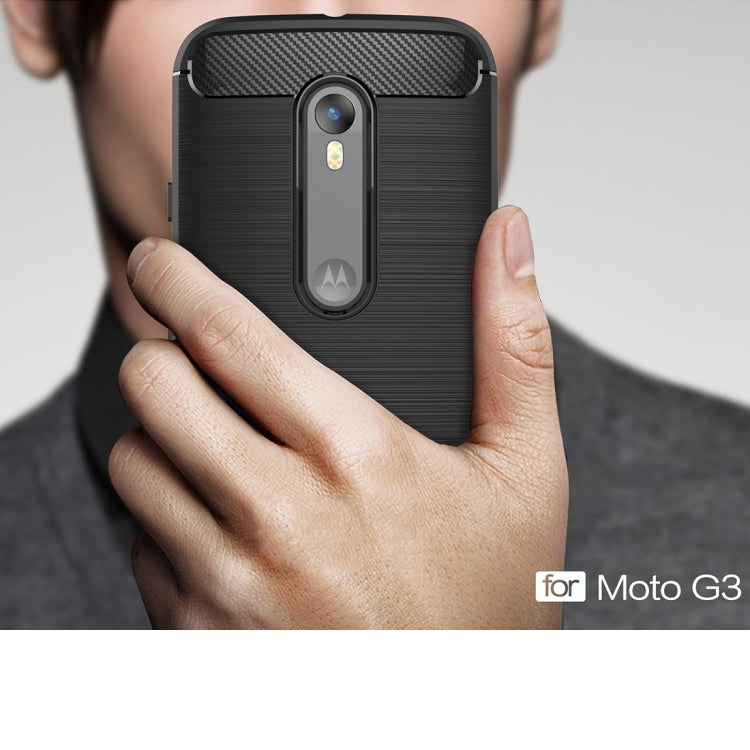 For Motorola Moto G (3rd Gen.) Brushed Texture Carbon Fiber TPU Protective Case