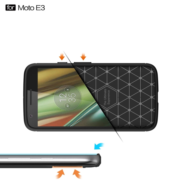 For Motorola Moto E3 Brushed Texture Carbon Fiber TPU Protective Case