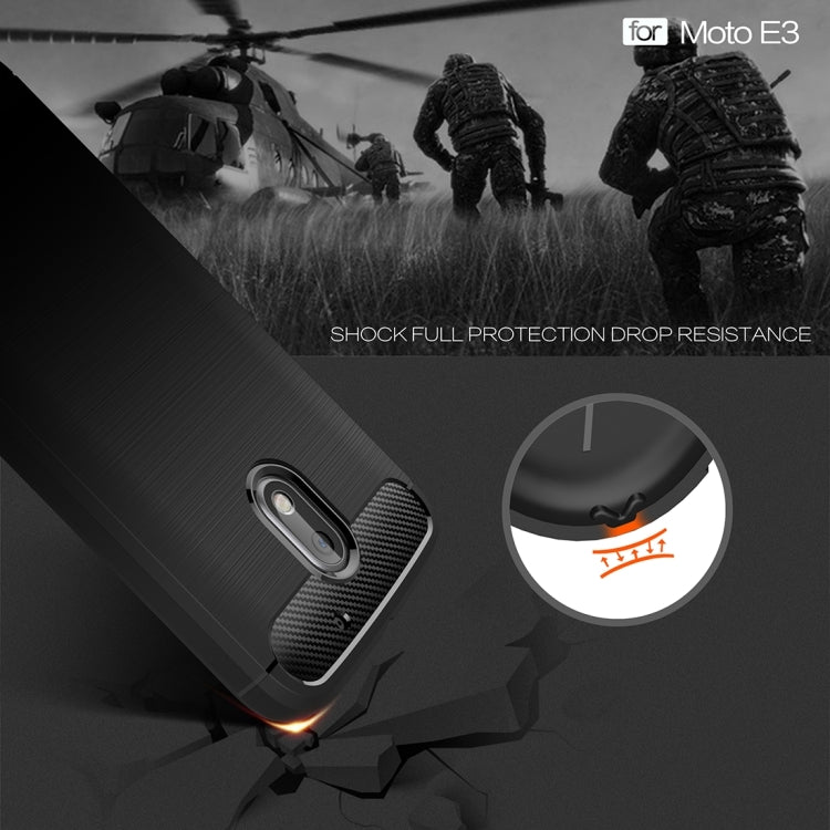 For Motorola Moto E3 Brushed Texture Carbon Fiber TPU Protective Case