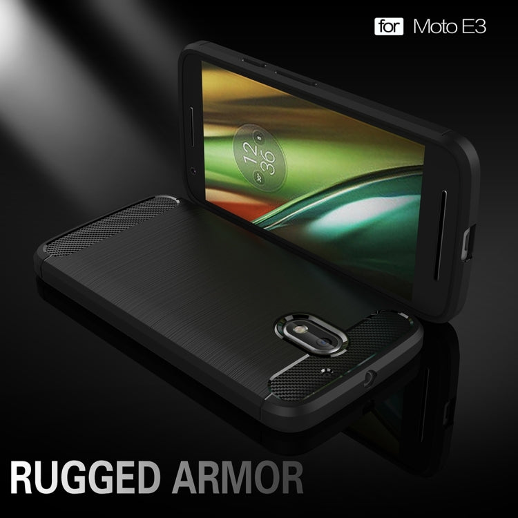For Motorola Moto E3 Brushed Texture Carbon Fiber TPU Protective Case