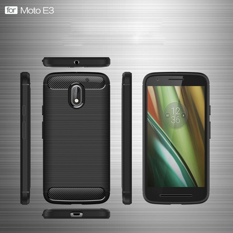 For Motorola Moto E3 Brushed Texture Carbon Fiber TPU Protective Case